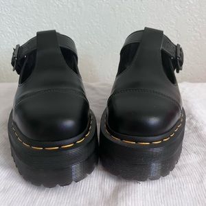 Dr Martens Bethan Polished Smooth Leather Platform Shoes Size 7